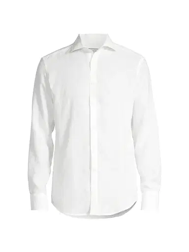 Canali Men's Regular Fit Linen Sport Shirt - White | Thumbnail 1 Canali Men's Regular Fit Linen Sport Shirt - White | Thumbnail 1