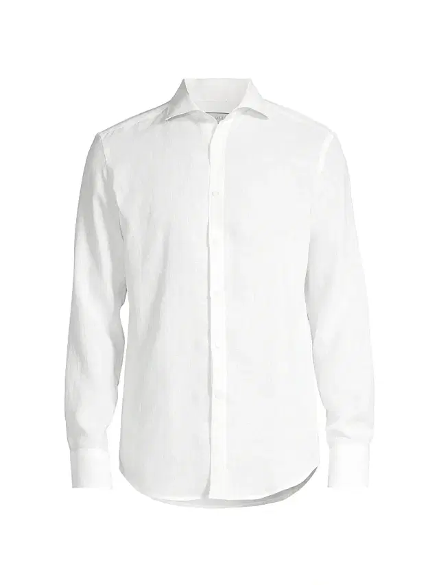 Men's Regular Fit Linen Sport Shirt - White Men's Regular Fit Linen Sport Shirt - White