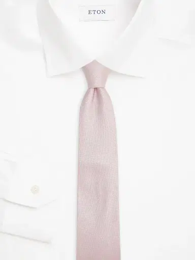 Eton Men's Herringbone Woven Silk Tie - Pink | Thumbnail 2 Eton Men's Herringbone Woven Silk Tie - Pink | Thumbnail 2