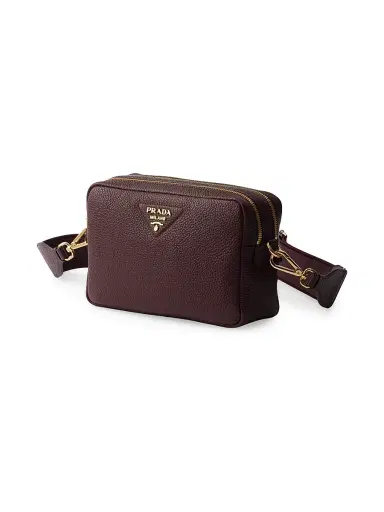 Prada Women's Leather Shoulder Bag - Dark Red | Thumbnail 1 Prada Women's Leather Shoulder Bag - Dark Red | Thumbnail 1