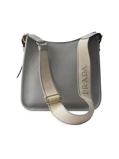 Prada Women's Leather Shoulder Bag - Light Grey | Thumbnail 3 Prada Women's Leather Shoulder Bag - Light Grey | Thumbnail 3