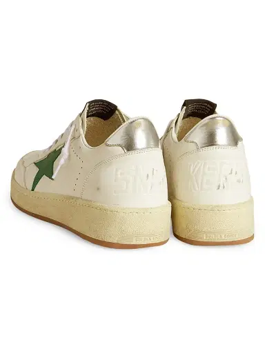 Golden Goose Men's Ballstar Leather Low-Top Sneakers - White Green Silver - Size 11 | Thumbnail 3 Golden Goose Men's Ballstar Leather Low-Top Sneakers - White Green Silver - Size 11 | Thumbnail 3
