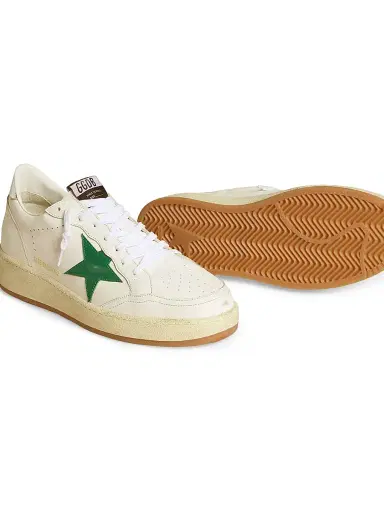 Golden Goose Men's Ballstar Leather Low-Top Sneakers - White Green Silver - Size 11 | Thumbnail 4 Golden Goose Men's Ballstar Leather Low-Top Sneakers - White Green Silver - Size 11 | Thumbnail 4