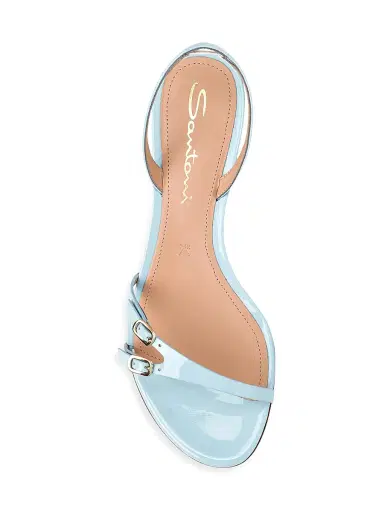 Santoni Women's Buckle Patent Leather Sandals - Light Blue | Thumbnail 5 Santoni Women's Buckle Patent Leather Sandals - Light Blue | Thumbnail 5