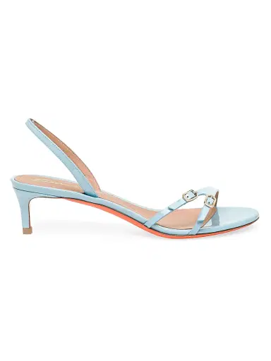 Santoni Women's Buckle Patent Leather Sandals - Light Blue | Thumbnail 1 Santoni Women's Buckle Patent Leather Sandals - Light Blue | Thumbnail 1