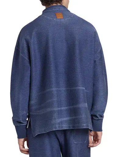LOEWE Men's Cotton-Blend Knit Polo Sweater - Indigo Blue | Thumbnail 5 LOEWE Men's Cotton-Blend Knit Polo Sweater - Indigo Blue | Thumbnail 5