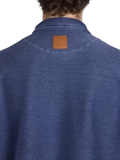 LOEWE Men's Cotton-Blend Knit Polo Sweater - Indigo Blue | Thumbnail 6 LOEWE Men's Cotton-Blend Knit Polo Sweater - Indigo Blue | Thumbnail 6