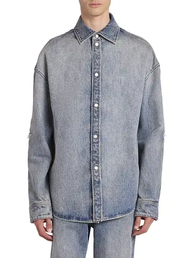 LOEWE Men's Denim Long-Sleeve Shirt - Washed Denim | Thumbnail 3 LOEWE Men's Denim Long-Sleeve Shirt - Washed Denim | Thumbnail 3