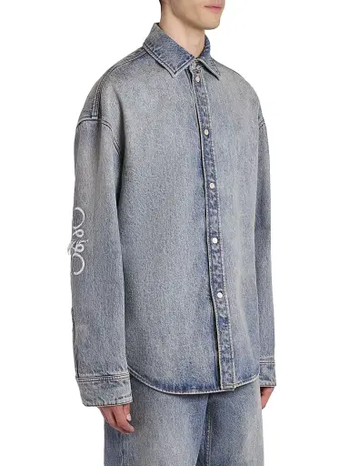 LOEWE Men's Denim Long-Sleeve Shirt - Washed Denim | Thumbnail 4 LOEWE Men's Denim Long-Sleeve Shirt - Washed Denim | Thumbnail 4