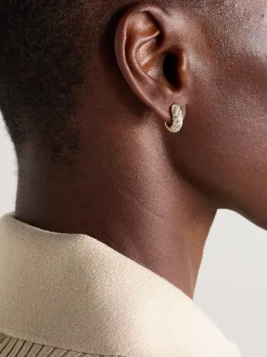 David Yurman Sculpted Cable 18-karat Gold Diamond Hoop Earrings | Thumbnail 2 David Yurman Sculpted Cable 18-karat Gold Diamond Hoop Earrings | Thumbnail 2