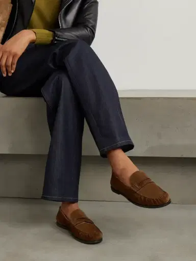 Saint Laurent Laurent Logo-embellished Suede Penny Loafers | Thumbnail 2 Saint Laurent Laurent Logo-embellished Suede Penny Loafers | Thumbnail 2