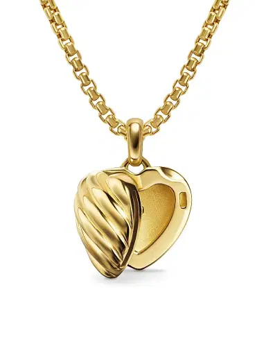 David Yurman Women's Sculpted Cable Heart Locket in 18K Yellow Gold, 23MM - Gold | Thumbnail 5 David Yurman Women's Sculpted Cable Heart Locket in 18K Yellow Gold, 23MM - Gold | Thumbnail 5