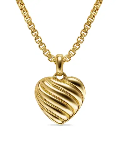 David Yurman Women's Sculpted Cable Heart Locket in 18K Yellow Gold, 23MM - Gold | Thumbnail 1 David Yurman Women's Sculpted Cable Heart Locket in 18K Yellow Gold, 23MM - Gold | Thumbnail 1