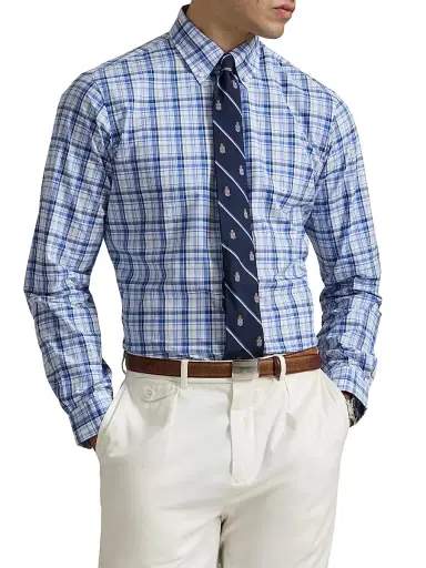 Polo Ralph Lauren Men's Classic Fit Plaid Poplin Shirt - Blue Multi | Thumbnail 3 Polo Ralph Lauren Men's Classic Fit Plaid Poplin Shirt - Blue Multi | Thumbnail 3