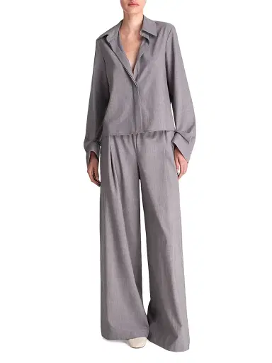 TWP Women's Eva Tux Pleat Pants - Medium Heather Grey | Thumbnail 2 TWP Women's Eva Tux Pleat Pants - Medium Heather Grey | Thumbnail 2
