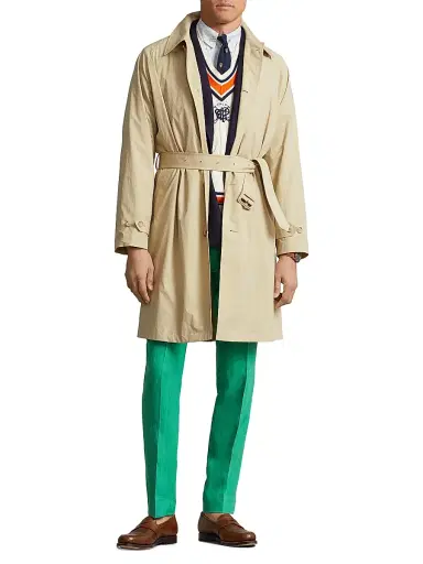 Polo Ralph Lauren Men's Stretch-Cotton Balmacaan Topcoat - Tan | Thumbnail 2 Polo Ralph Lauren Men's Stretch-Cotton Balmacaan Topcoat - Tan | Thumbnail 2