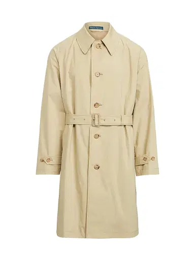 Polo Ralph Lauren Men's Stretch-Cotton Balmacaan Topcoat - Tan | Thumbnail 1 Polo Ralph Lauren Men's Stretch-Cotton Balmacaan Topcoat - Tan | Thumbnail 1