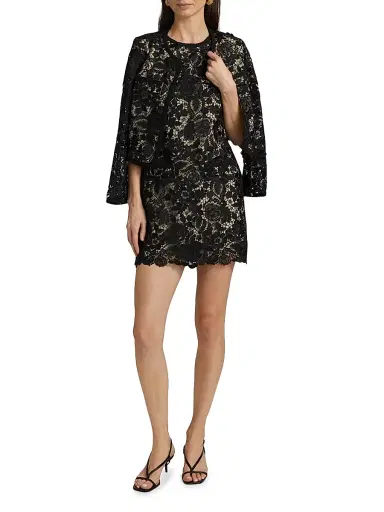 Milly Women's Garden Lace Sheath Minidress - Black | Thumbnail 2 Milly Women's Garden Lace Sheath Minidress - Black | Thumbnail 2