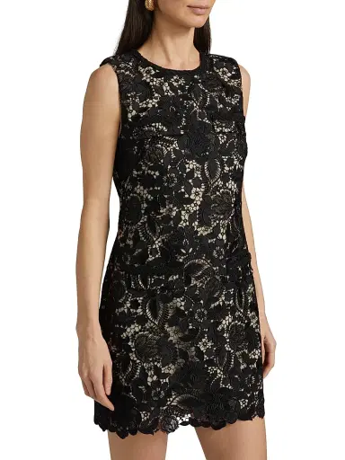 Milly Women's Garden Lace Sheath Minidress - Black | Thumbnail 4 Milly Women's Garden Lace Sheath Minidress - Black | Thumbnail 4