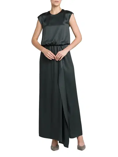 Giorgio Armani Women's Double Silk Satin Maxi Dress - Forest | Thumbnail 2 Giorgio Armani Women's Double Silk Satin Maxi Dress - Forest | Thumbnail 2