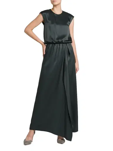 Giorgio Armani Women's Double Silk Satin Maxi Dress - Forest | Thumbnail 3 Giorgio Armani Women's Double Silk Satin Maxi Dress - Forest | Thumbnail 3