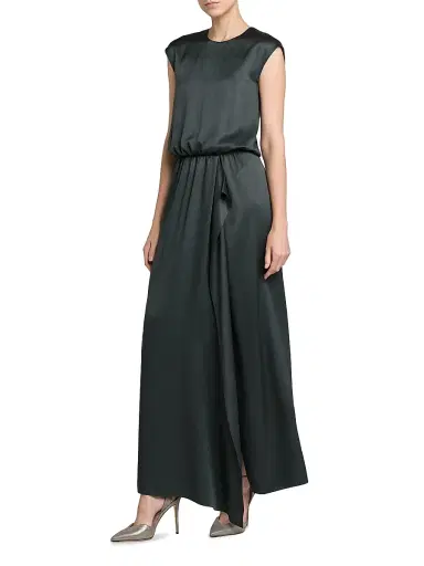 Giorgio Armani Women's Double Silk Satin Maxi Dress - Forest | Thumbnail 4 Giorgio Armani Women's Double Silk Satin Maxi Dress - Forest | Thumbnail 4