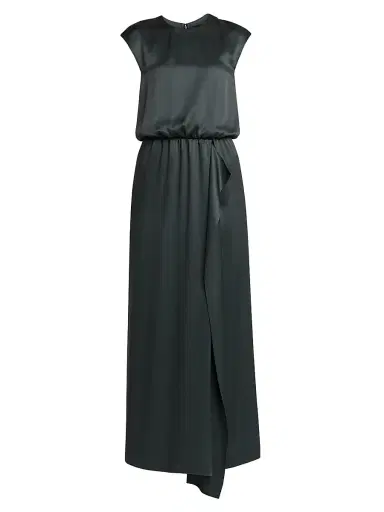 Giorgio Armani Women's Double Silk Satin Maxi Dress - Forest | Thumbnail 1 Giorgio Armani Women's Double Silk Satin Maxi Dress - Forest | Thumbnail 1