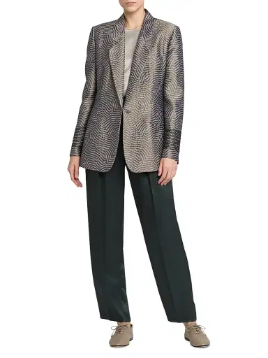 Giorgio Armani Women's Irregular Geometric Jacquard Blazer - Phantom | Thumbnail 2 Giorgio Armani Women's Irregular Geometric Jacquard Blazer - Phantom | Thumbnail 2