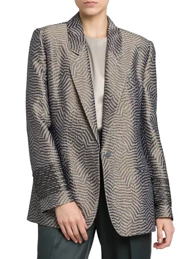 Giorgio Armani Women's Irregular Geometric Jacquard Blazer - Phantom | Thumbnail 3 Giorgio Armani Women's Irregular Geometric Jacquard Blazer - Phantom | Thumbnail 3