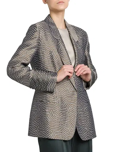 Giorgio Armani Women's Irregular Geometric Jacquard Blazer - Phantom | Thumbnail 4 Giorgio Armani Women's Irregular Geometric Jacquard Blazer - Phantom | Thumbnail 4