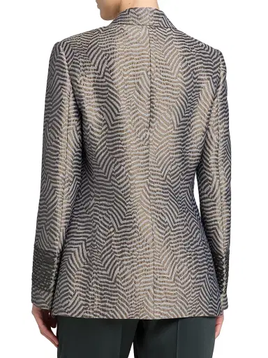 Giorgio Armani Women's Irregular Geometric Jacquard Blazer - Phantom | Thumbnail 5 Giorgio Armani Women's Irregular Geometric Jacquard Blazer - Phantom | Thumbnail 5