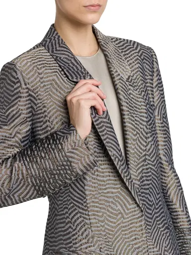 Giorgio Armani Women's Irregular Geometric Jacquard Blazer - Phantom | Thumbnail 6 Giorgio Armani Women's Irregular Geometric Jacquard Blazer - Phantom | Thumbnail 6
