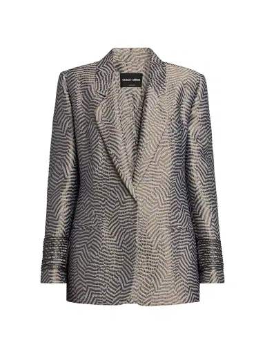 Giorgio Armani Women's Irregular Geometric Jacquard Blazer - Phantom | Thumbnail 1 Giorgio Armani Women's Irregular Geometric Jacquard Blazer - Phantom | Thumbnail 1