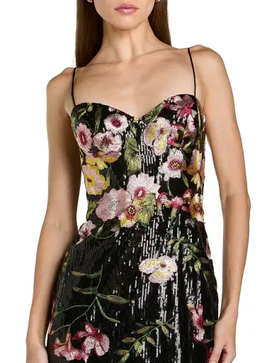 Mac Duggal Women's Bustier Floral Appliqué Gown - Black Multi - Size 10 | Thumbnail 3 Mac Duggal Women's Bustier Floral Appliqué Gown - Black Multi - Size 10 | Thumbnail 3