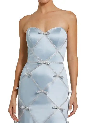 Mac Duggal Women's Prom Satin Strapless Mermaid Gown - Powder Blue Silver | Thumbnail 3 Mac Duggal Women's Prom Satin Strapless Mermaid Gown - Powder Blue Silver | Thumbnail 3
