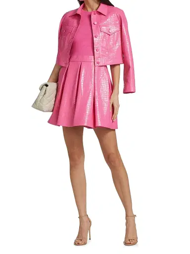 ALICE + OLIVIA Women's Chara Croc-Embossed Party Dress - Wild Pink | Thumbnail 2 ALICE + OLIVIA Women's Chara Croc-Embossed Party Dress - Wild Pink | Thumbnail 2