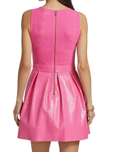 ALICE + OLIVIA Women's Chara Croc-Embossed Party Dress - Wild Pink | Thumbnail 5 ALICE + OLIVIA Women's Chara Croc-Embossed Party Dress - Wild Pink | Thumbnail 5