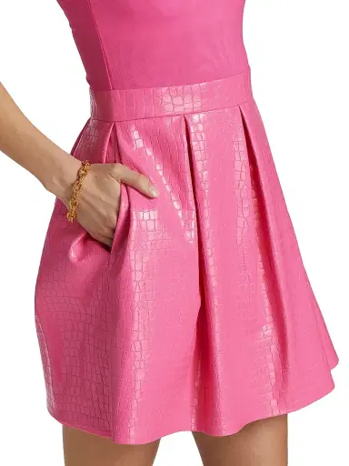 ALICE + OLIVIA Women's Chara Croc-Embossed Party Dress - Wild Pink | Thumbnail 6 ALICE + OLIVIA Women's Chara Croc-Embossed Party Dress - Wild Pink | Thumbnail 6