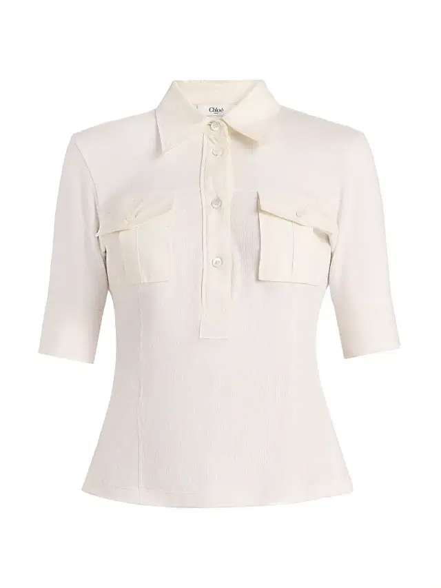 Women's Cotton Rib-Knit Polo Shirt - Coconut Milk Women's Cotton Rib-Knit Polo Shirt - Coconut Milk