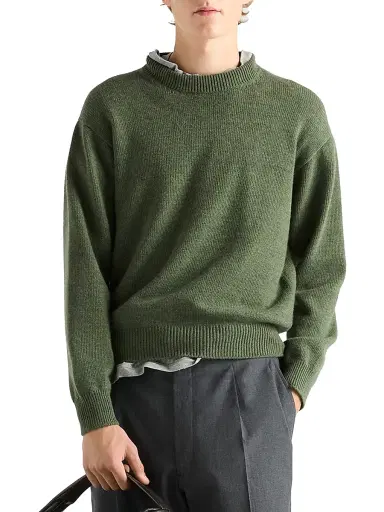 Prada Men's Re-Cashmere Crewneck Sweater - Green | Thumbnail 2 Prada Men's Re-Cashmere Crewneck Sweater - Green | Thumbnail 2