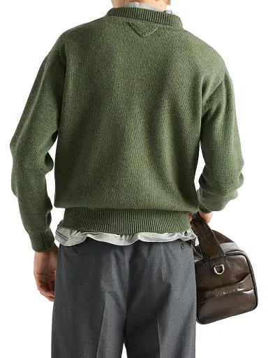 Prada Men's Re-Cashmere Crewneck Sweater - Green | Thumbnail 3 Prada Men's Re-Cashmere Crewneck Sweater - Green | Thumbnail 3