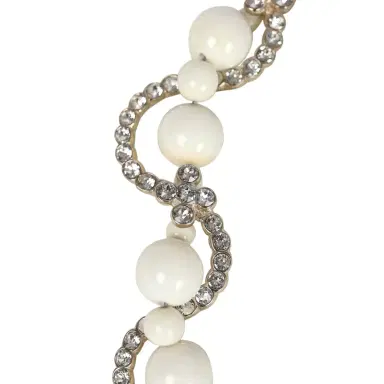 Chanel Chanel CC Faux Crystal Beaded Choker Necklace Beige/White Light Gold Tone Hardware | Thumbnail 4 Chanel Chanel CC Faux Crystal Beaded Choker Necklace Beige/White Light Gold Tone Hardware | Thumbnail 4
