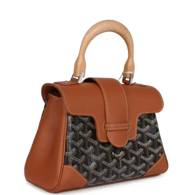 goyard Goyard Saigon Souple Mini Bag Black and Brown Goyardine Canvas Palladium Hardware | Thumbnail 2 goyard Goyard Saigon Souple Mini Bag Black and Brown Goyardine Canvas Palladium Hardware | Thumbnail 2