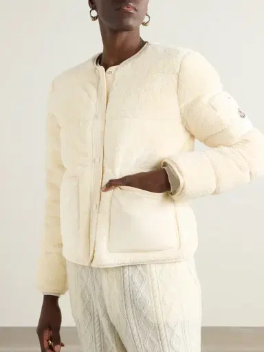 Moncler Shell-trimmed Quilted Cotton-fleece Down Jacket | Thumbnail 3 Moncler Shell-trimmed Quilted Cotton-fleece Down Jacket | Thumbnail 3
