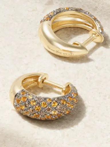 Yvonne Léon Python 9-karat Gold, Diamond And Citrine Hoop Earrings | Thumbnail 3 Yvonne Léon Python 9-karat Gold, Diamond And Citrine Hoop Earrings | Thumbnail 3