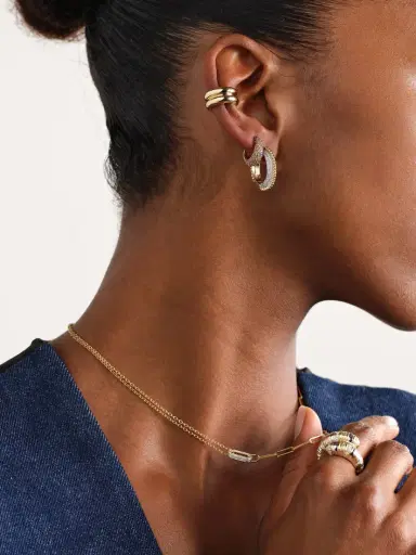 Yvonne Léon Python 9-karat Gold, Diamond And Citrine Hoop Earrings | Thumbnail 4 Yvonne Léon Python 9-karat Gold, Diamond And Citrine Hoop Earrings | Thumbnail 4