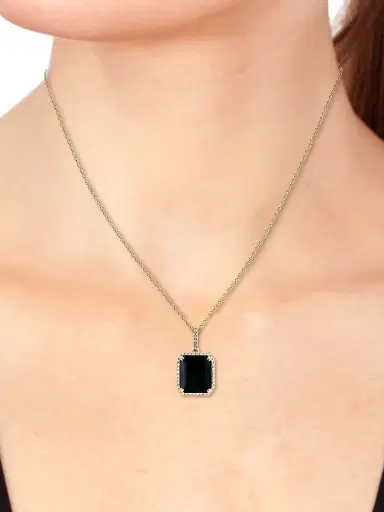 Saks Fifth Avenue Collection Women's 14K Yellow Gold, Onyx & 0.15 TCW Diamond Pendant Necklace - Gold Black | Thumbnail 2 Saks Fifth Avenue Collection Women's 14K Yellow Gold, Onyx & 0.15 TCW Diamond Pendant Necklace - Gold Black | Thumbnail 2