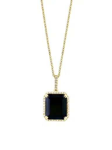 Saks Fifth Avenue Collection Women's 14K Yellow Gold, Onyx & 0.15 TCW Diamond Pendant Necklace - Gold Black | Thumbnail 3 Saks Fifth Avenue Collection Women's 14K Yellow Gold, Onyx & 0.15 TCW Diamond Pendant Necklace - Gold Black | Thumbnail 3