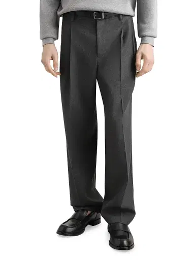 Dolce & Gabbana Men's Stretch-Wool Pleated Trousers - Melange Grigio | Thumbnail 3 Dolce & Gabbana Men's Stretch-Wool Pleated Trousers - Melange Grigio | Thumbnail 3