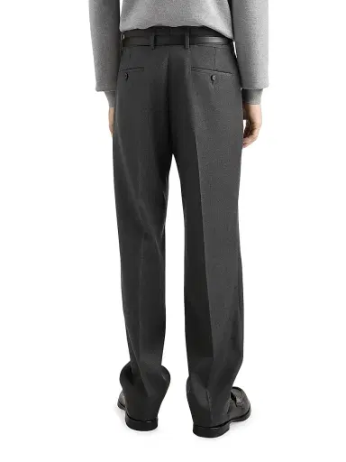 Dolce & Gabbana Men's Stretch-Wool Pleated Trousers - Melange Grigio | Thumbnail 4 Dolce & Gabbana Men's Stretch-Wool Pleated Trousers - Melange Grigio | Thumbnail 4